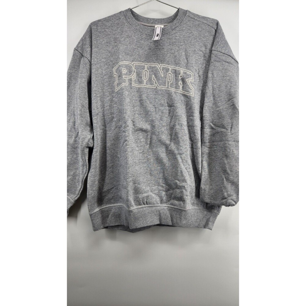 Victoria's Secret S Heather Gray Campus Fleece Oversized Crewneck Sweater NWT